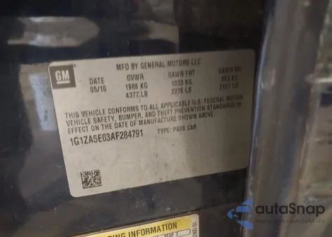 2010 Chevrolet Malibu Ls from USA, damaged, VIN 1G1ZA5E03AF284791
